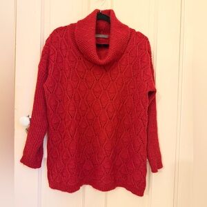 Elegant Ruby Mohair Cowl Neck Sweater